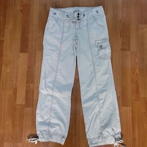 VTG LEI Corduory Cargo Pants Size 9 Ankle Drawstring Jogger Pockets Y2K